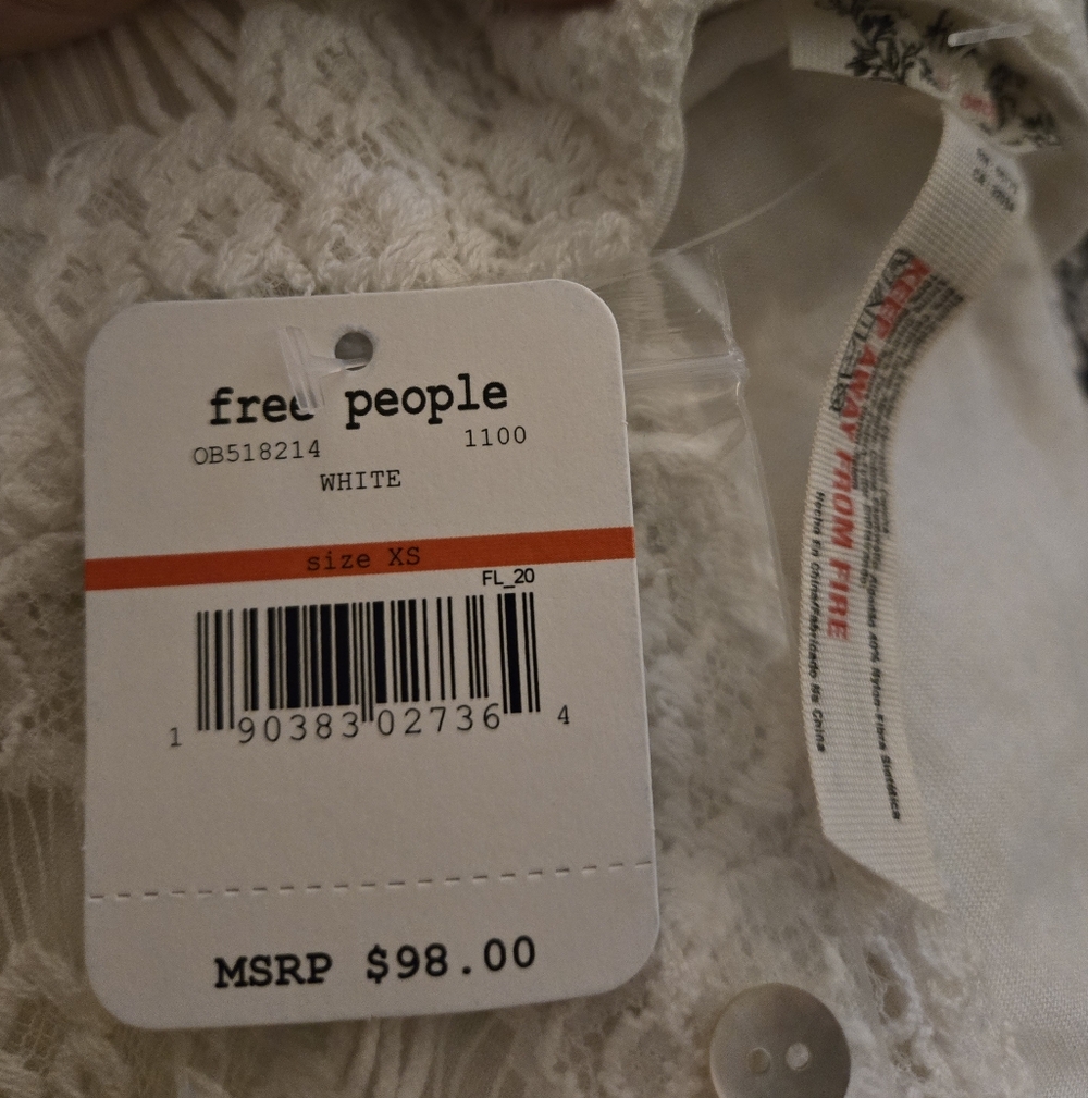 Free People XS White Lace Daydreamer Open Back Dress - Picture 5 of 5